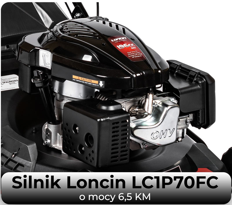 Silnik Loncin LC1P70FC o mocy 6,5 KM w kosiarce Cedrus KS53S-L